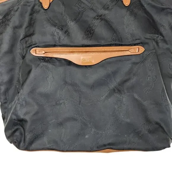Lauren Ralph Lauren Nylon Tote Bag Zipper Top Black - Picture 4 of 6